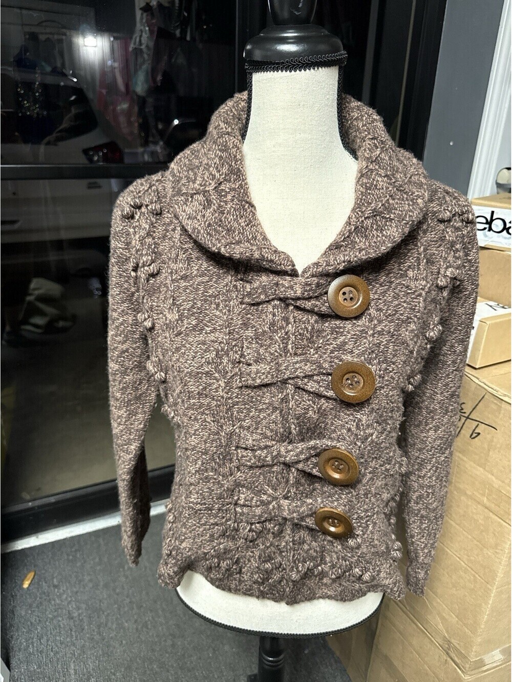 Chadwicks Brown Knit Cardigan Jacket woman, size small